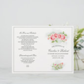 Waterverf Romantische Rozen Folded Wedding Program (Staand voorkant)