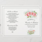 Waterverf Romantische Rozen Folded Wedding Program (Voorkant / Achterkant)