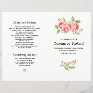 Waterverf romantische Rozen gevouwen bruiloft prog