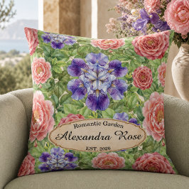 Waterverf Romantische Tuin Roos Iris Pioenroos Kussen