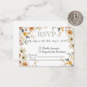 Waterverf Romantische Wildbloemen RSVP Notitiekaartje (Voorkant / Achterkant in situ)