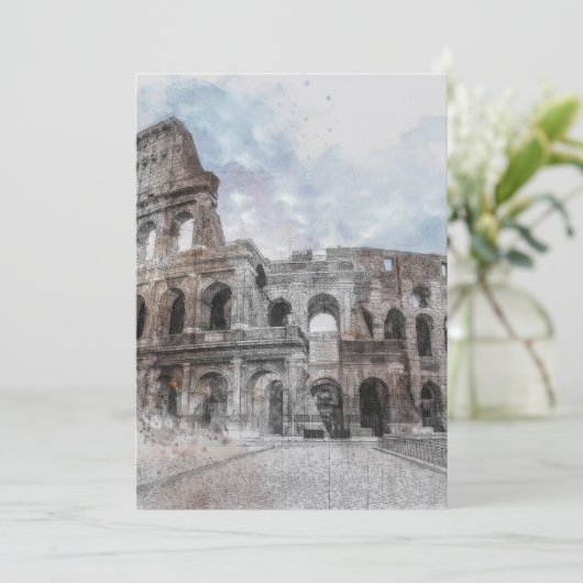Waterverf Rome Colosseum – Elegante reis door Ital Kaart (Staand voorkant)