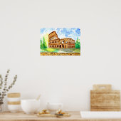 Waterverf Rome Colosseum Poster (Keuken)