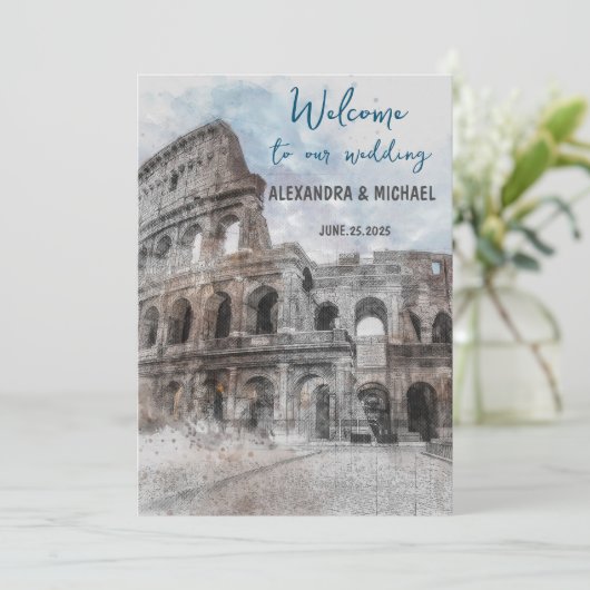 Waterverf Rome, Italië Kaart (Staand voorkant)