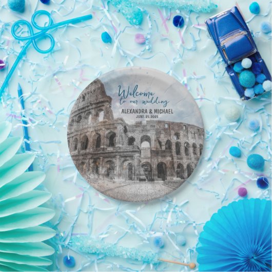 Waterverf Rome, Italië Papieren Bordje (Feest)