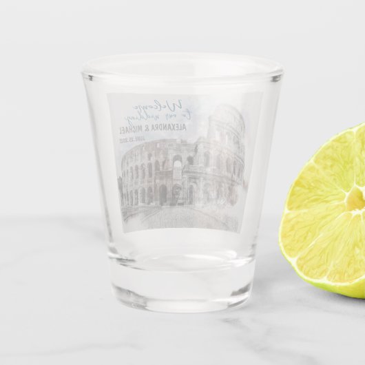 Waterverf Rome, Italië Shot Glass – Artistiek Shot Glas (Achterkant)
