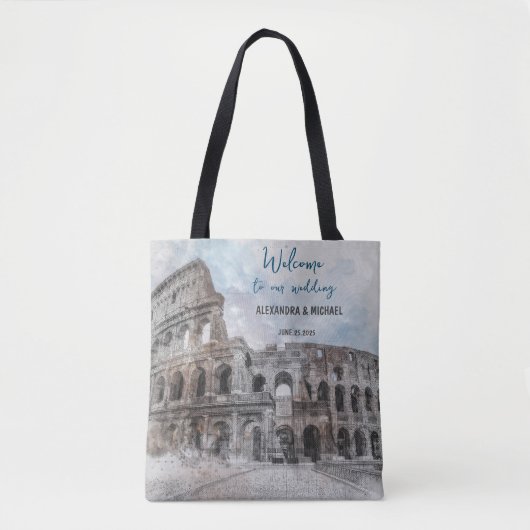 Waterverf Rome, Italië Tote Bag (Voorkant)