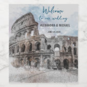 Waterverf Rome Italië Wijnlabel – Elegant Custom Wijn Etiket (Enkel label)