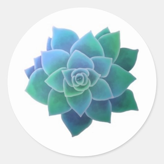 Waterverf rondom de Succultus Ronde Sticker (Voorkant)