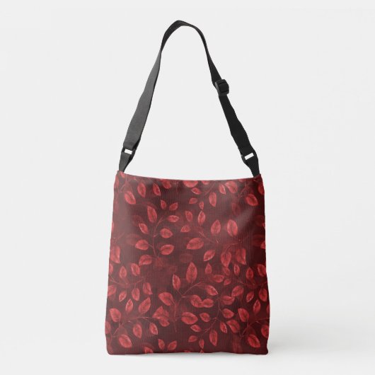 Waterverf rood blad patroon crossbody tas (Achterkant)