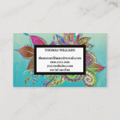 Waterverf rood blauw paisleypatroon visitekaartje (Achterkant)