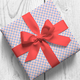 Waterverf Rood & Blauw Plaid Cadeaupapier
