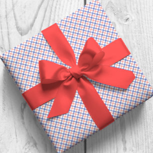 Waterverf Rood & Blauw Plaid Cadeaupapier