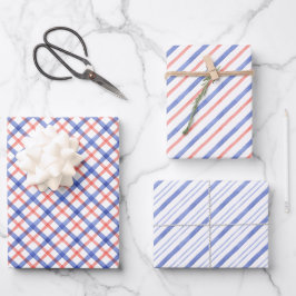Waterverf Rood & Blauw Plaid Inpakpapier Vel