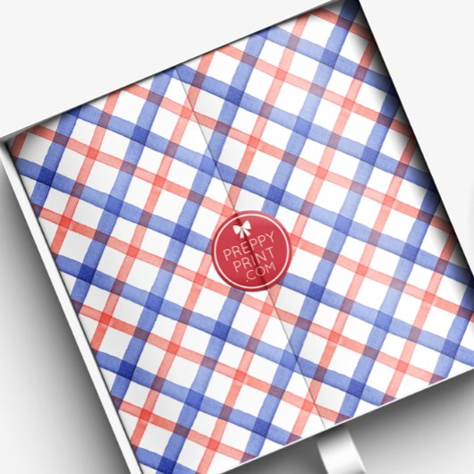 Waterverf Rood & Blauw Plaid Tissuepapier