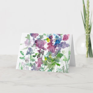 Waterverf Rood blauw schilderij Bouquet groene ste Feestdagen Kaart