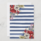 Waterverf Rood, Blauw & Wit Bloemen 4 juli Kaart (Achterkant)