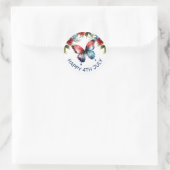 Waterverf Rood, Blauw & Witte Bloemen 4 juli Ronde Sticker (Tas)