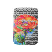 waterverf rood bloemenzwart wit zig zag badmat (Voorkant Verticaal)