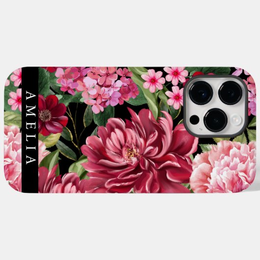 Waterverf rood bloemig botanisch groen Case-Mate iPhone case (Achterkant (horizontaal))