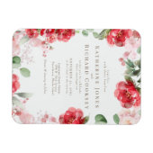 Waterverf Rood & Blush Bloemen Bruiloft Uitnodigin Magneet (Horizontaal)