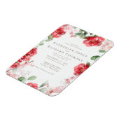 Waterverf Rood & Blush Bloemen Bruiloft Uitnodigin Magneet (Linkerzijde)