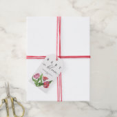Waterverf rood boeket bloemen - baby in bloei cadeaulabel (Met Touw)