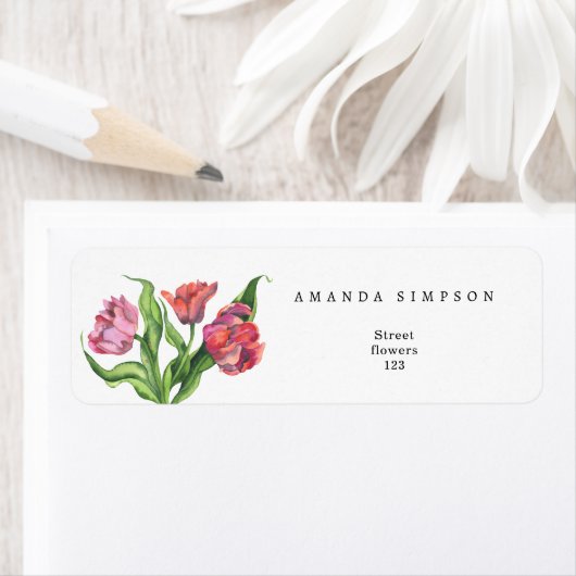 Waterverf rood boeket bloemen - baby in bloei etiket (Insitu)