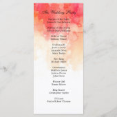 Waterverf rood bruiloft programma. Koraal ceremoni Programmakaart (Achterkant)