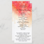 Waterverf rood bruiloft programma. Koraal ceremoni Programmakaart (Voorkant / Achterkant)