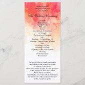 Waterverf rood bruiloft programma. Koraal ceremoni Programmakaart (Voorkant)