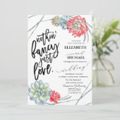 Waterverf Rood Cactus Wedding Kaart (Staand voorkant)