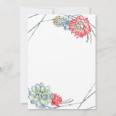 Waterverf Rood Cactus Wedding Kaart (Achterkant)