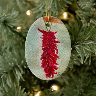 Waterverf Rood Chili Ristra New Mexico Keramisch Ornament
