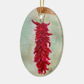 Waterverf Rood Chili Ristra New Mexico Keramisch Ornament (Links)