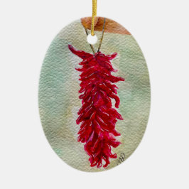 Waterverf Rood Chili Ristra New Mexico Keramisch Ornament