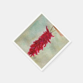Waterverf Rood Chili Ristra New Mexico Servet (Hoek)
