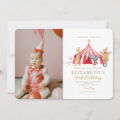 Waterverf Rood Circus Foto Carnaval Baby Verjaarda Kaart (Voorkant)