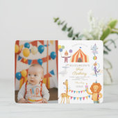 Waterverf Rood Circus Foto Carnaval Baby Verjaarda Kaart (Staand voorkant)