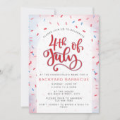 Waterverf Rood en Blauw Vierde Juli Feest Kaart (Voorkant)