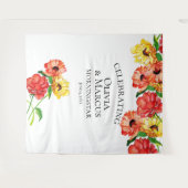 Waterverf rood en geel bloemmotief foto achtergron wandkleed (Voorkant (horizontaal))