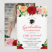 Waterverf Rood en Geel Rozen Afstuderen Kaart (Voorkant / Achterkant)