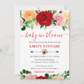 Waterverf Rood en Geel Rozen Baby shower Kaart (Voorkant)