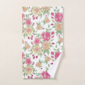 Waterverf  rood en geel rozen | bad handdoek (Handdoek)