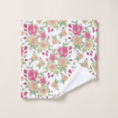 Waterverf  rood en geel rozen | bad handdoek (Wasdoekje)