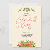 Waterverf Rood en Groen Kerstmis Diner Feest Kaart (Voorkant)