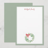 Waterverf Rood en Groen Kerstmis Wreater Notitiekaartje (Voorkant / Achterkant)