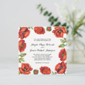 Waterverf Rood en Groen Klaproos Bloem Bruiloft 2 Kaart (Staand voorkant)