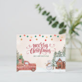 Waterverf rood en groen vrolijk kerstfeest feestdagenkaart (Staand voorkant)