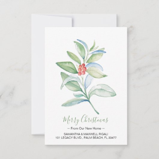 Waterverf Rood en Groen We hebben kerstKaart verpl RSVP Kaartje (Voorkant)